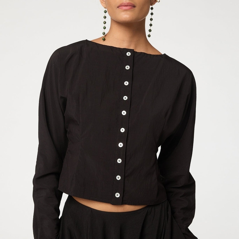 Line by K Zhade Black Button-Up Women's Top M